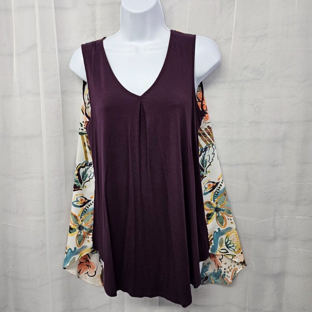 Purple Green Floral Boho Tank Festival Hippie Retro M